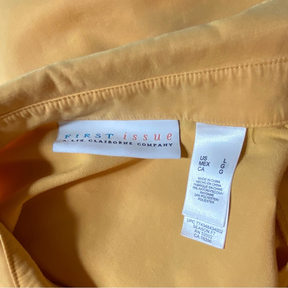 First Issue Liz Claiborne Mustard Button-Down Shirt Work Office Large L Collared - Picture 8 of 8